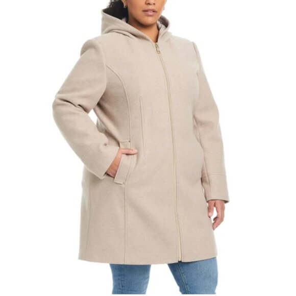 NWT Vince Camuto Ladies' Hooded Full-Zip Jacket, Tan (Oatmeal) - Picture 7 of 11